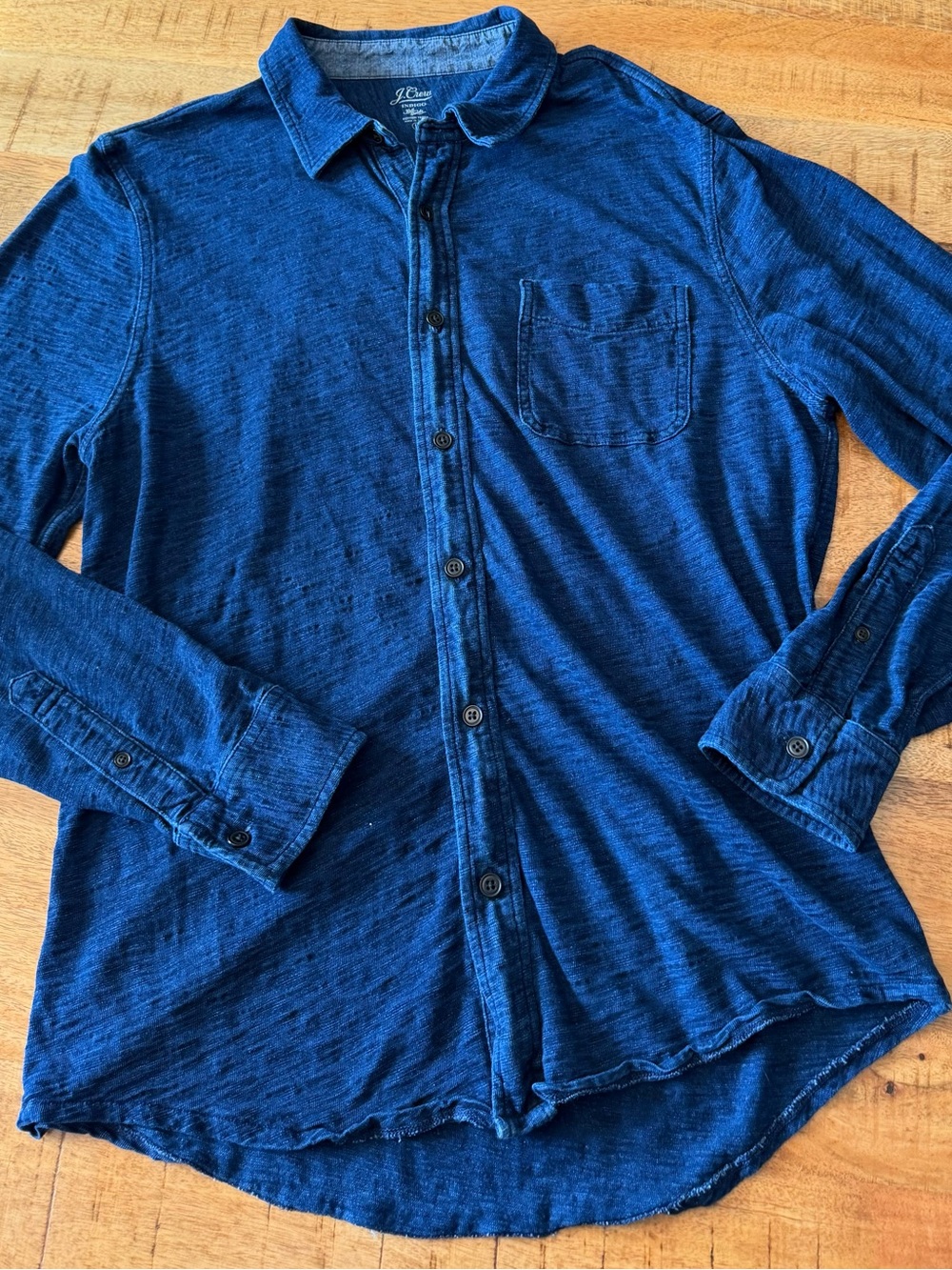 J. Crew men’s Indigo knit goods Blue Long-Sleeve Button-Down Shirt